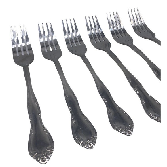 Stainless Dinner Forks Set Lot 6 Unmarked 18/0 Beautiful Collection Oneida?? - Picture 1 of 4